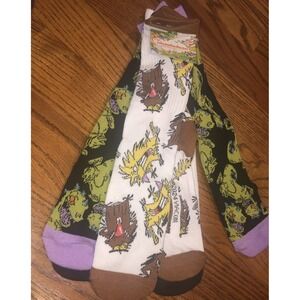 Nickelodeon Pack‎ Of 3 Socks New With Tags Arnold, Rugrats Reptar& Angry Beaver.